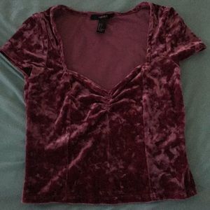 Forever 21 Rosie Grape Sweetheart Velvet Crop (S)